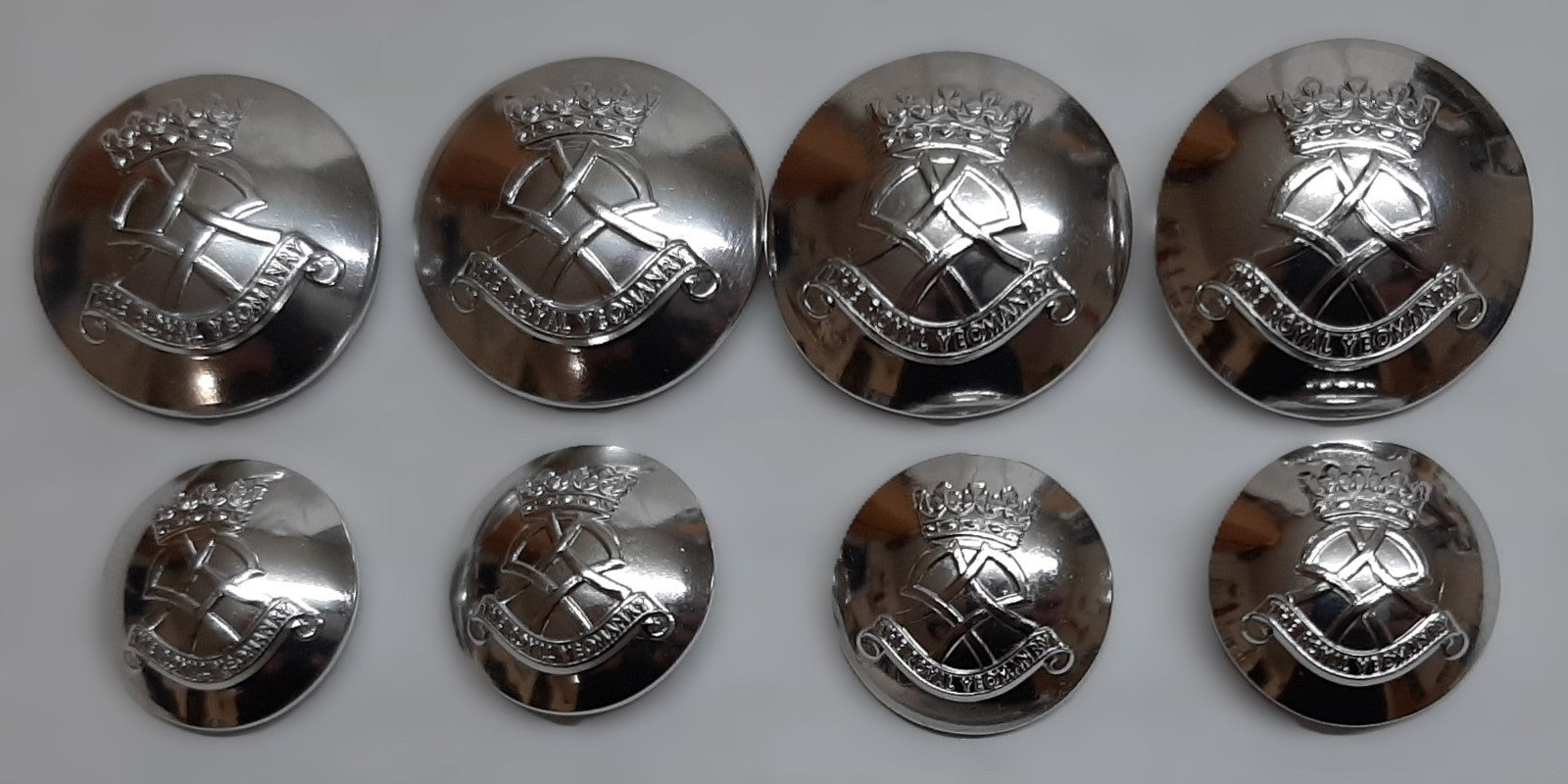 The Royal Yeomanry No2 Ring Back Silver Button Set British Army Insignia OFC