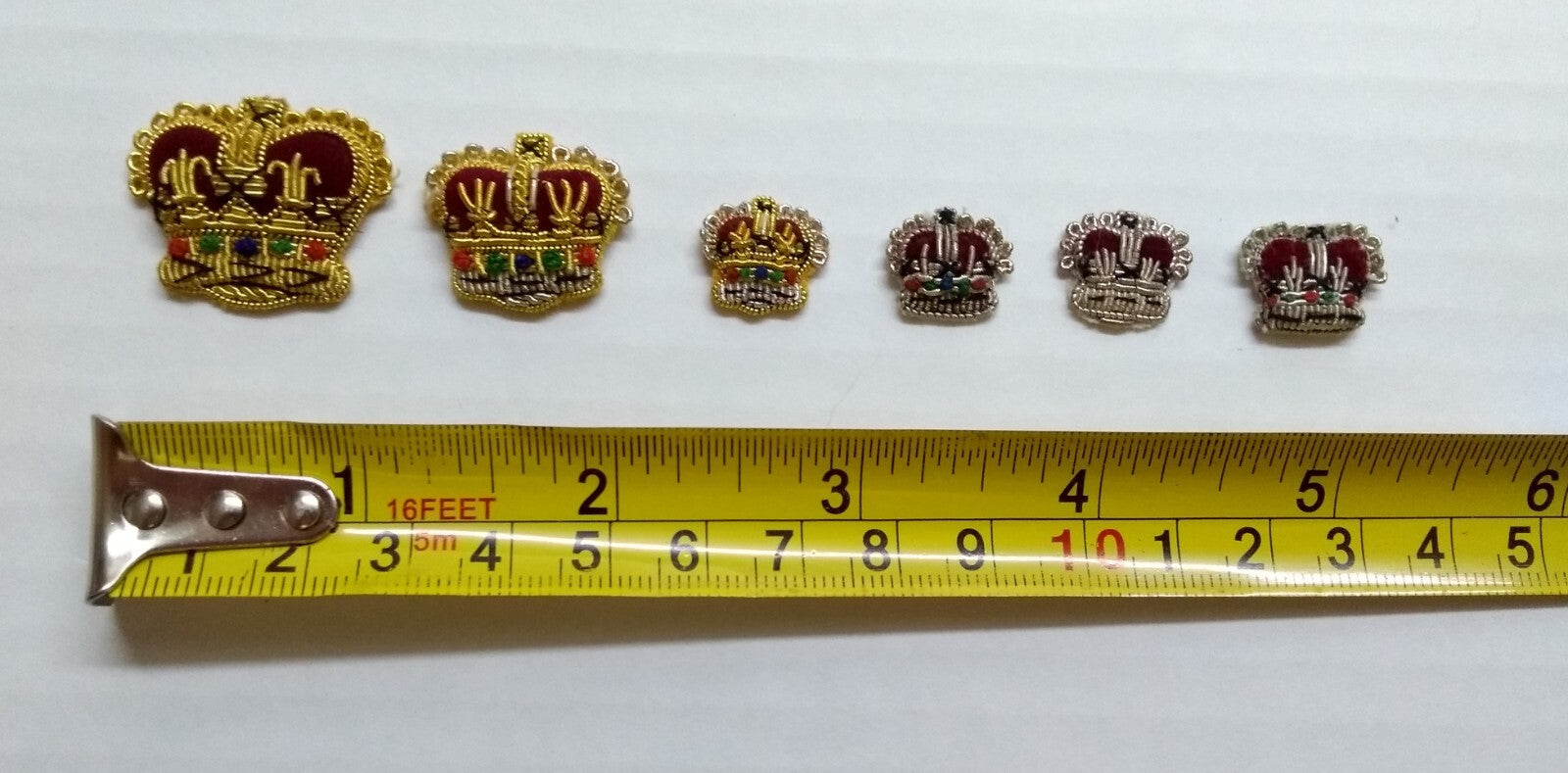 Army Crowns Gold/Silver With Crimson Padding Hand Embroidered H/E Insignia X6