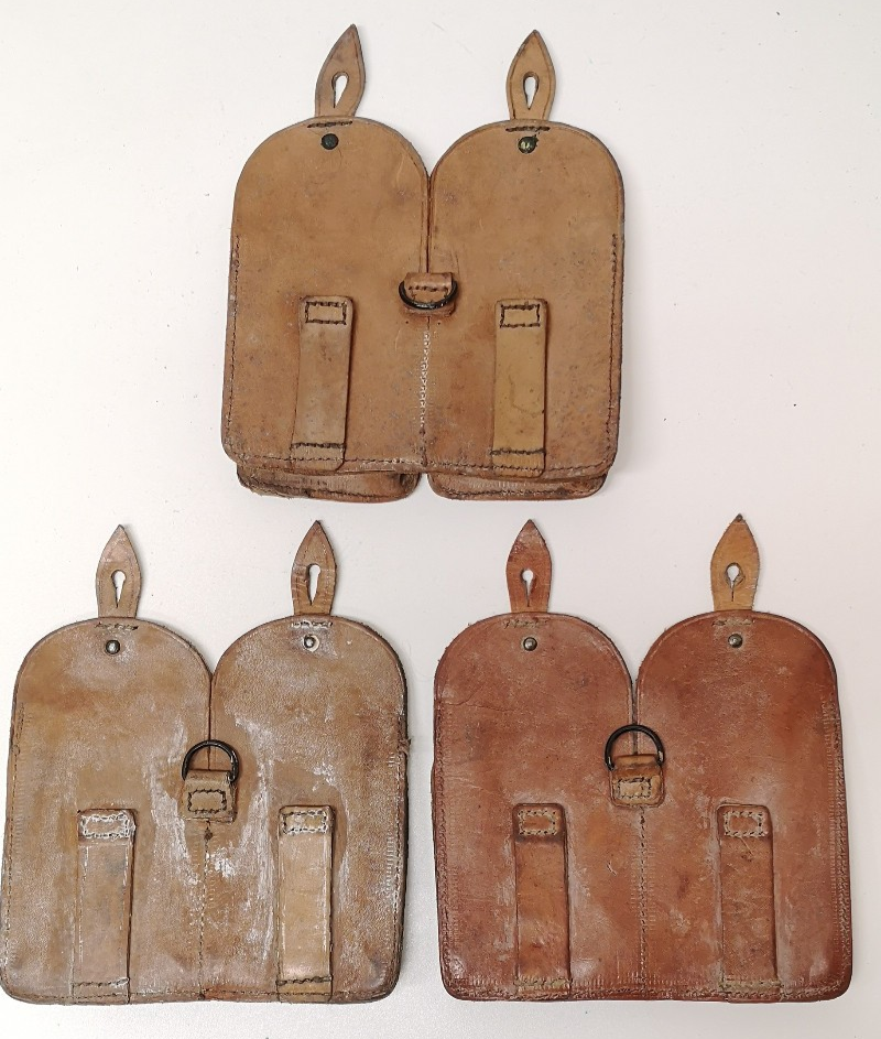 Vintage Double Leather Ammo / Utility Pouches set of 3