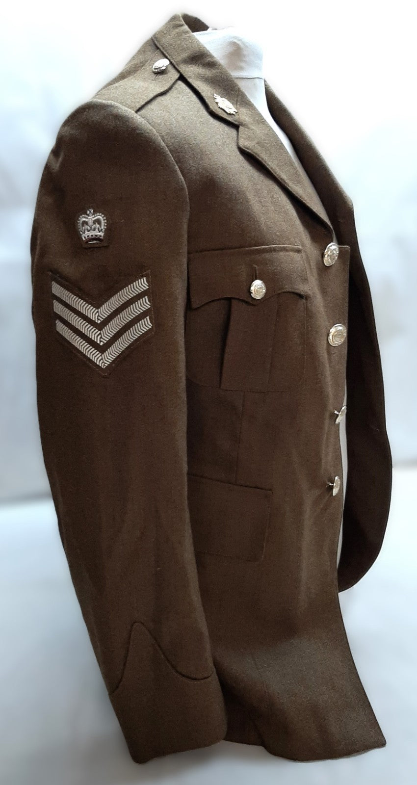 British Army No2 FAD Jacket RLC With Queens Crown Badges 3 Bar Chevron Patches 182/92/76cm