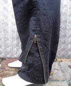 Black Italian Style Army Trousers. Knee Patches and Zips. Size 32" - NEW
