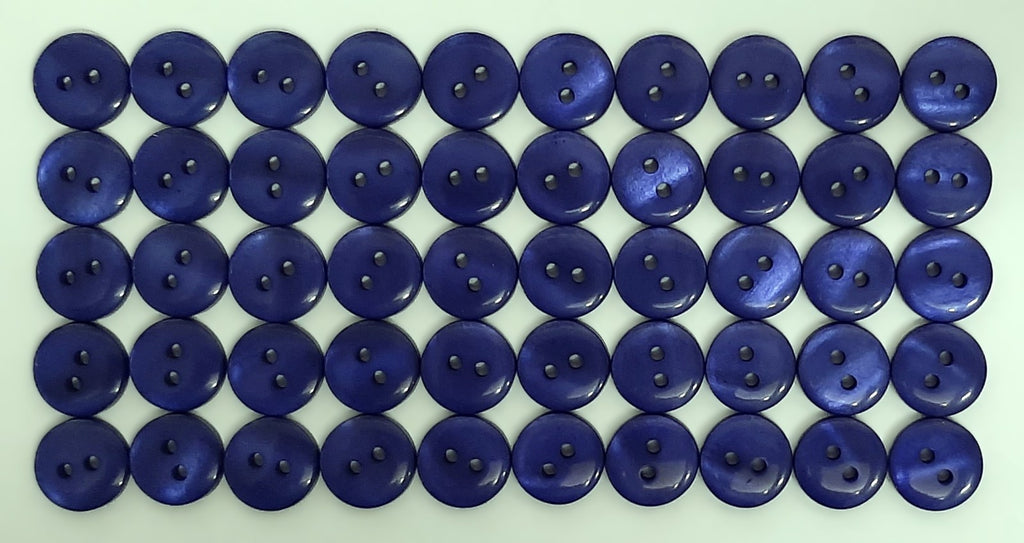100 Vintage Buttons 2 Hole Shirt / Shank Anchors Pearlesque Mid Blue 11.4mm NOS