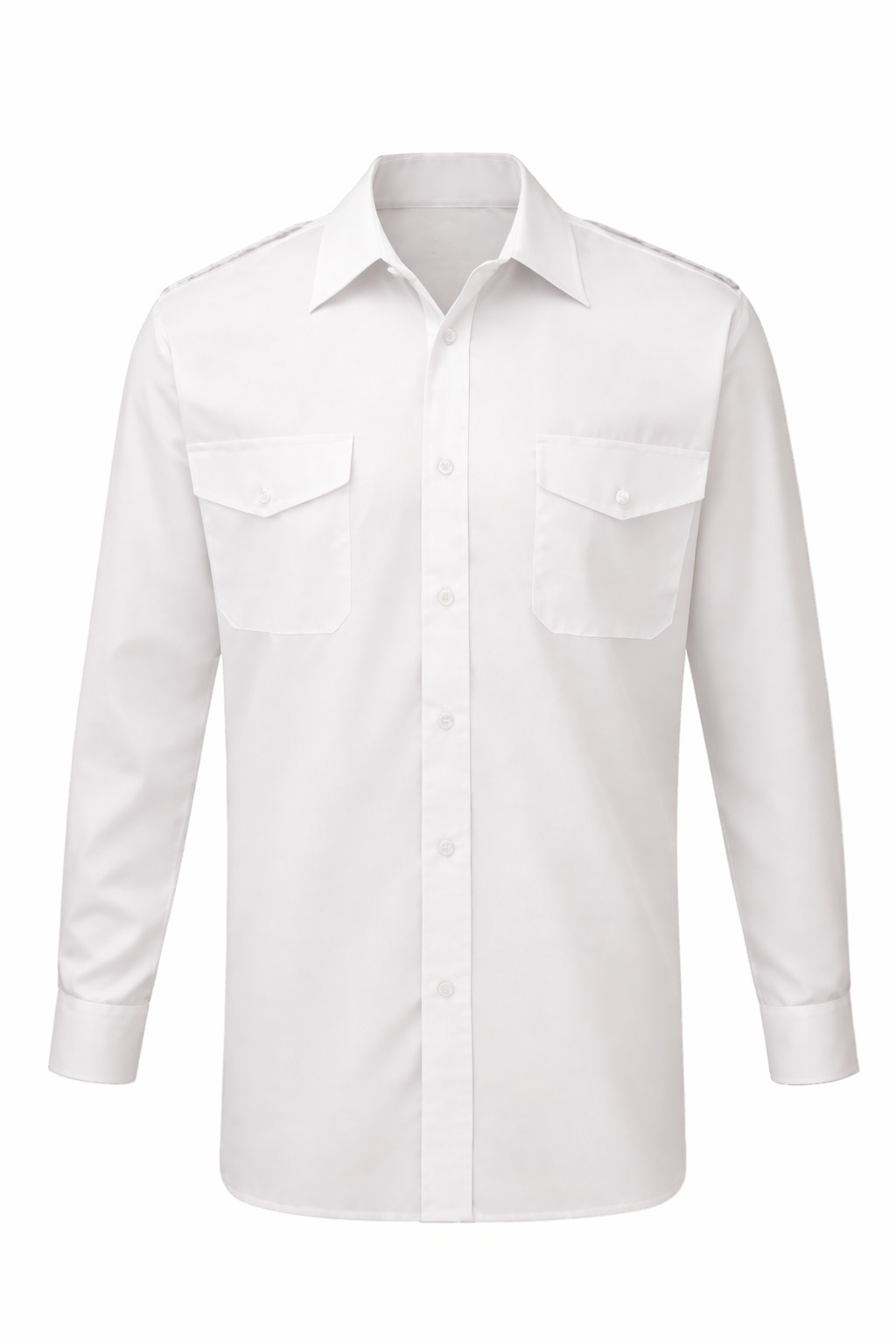 White Security Shirt Long Sleeve With Epaulettes Style Collar 21.5"