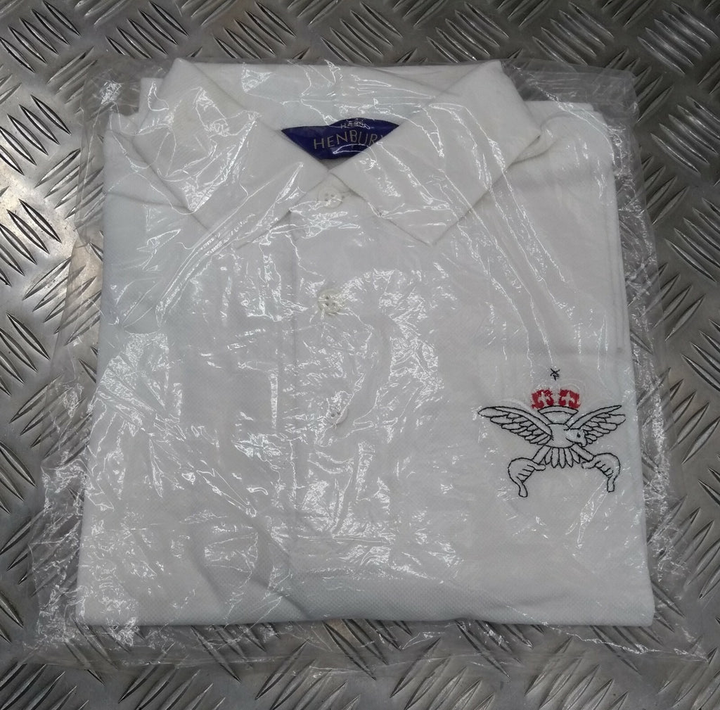 RAF Royal Air Force TI White Polo T Shirt with Physical Training Instructor Logo Henbury