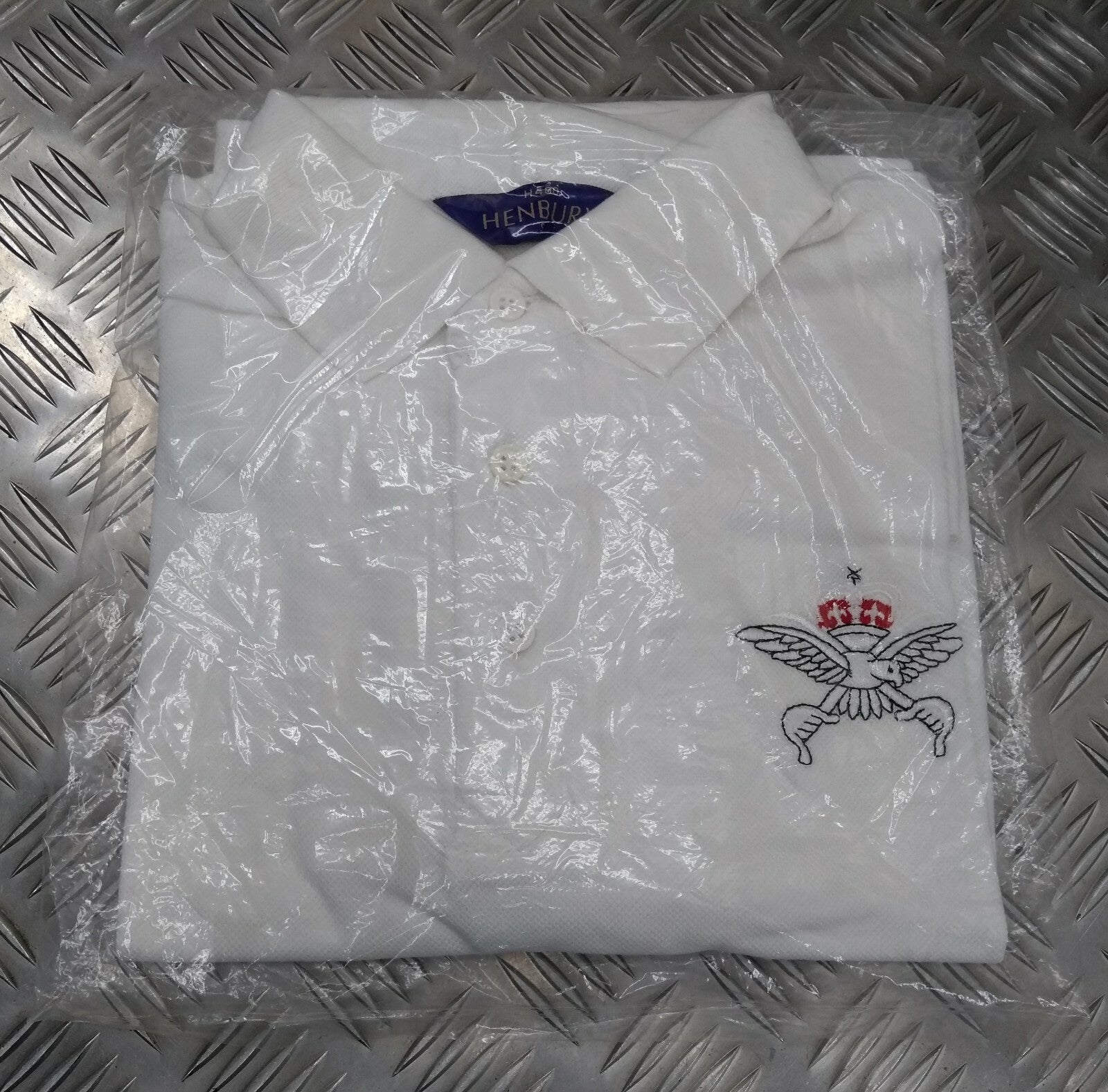 RAF Royal Air Force TI White Polo T Shirt with Physical Training Instructor Logo Henbury