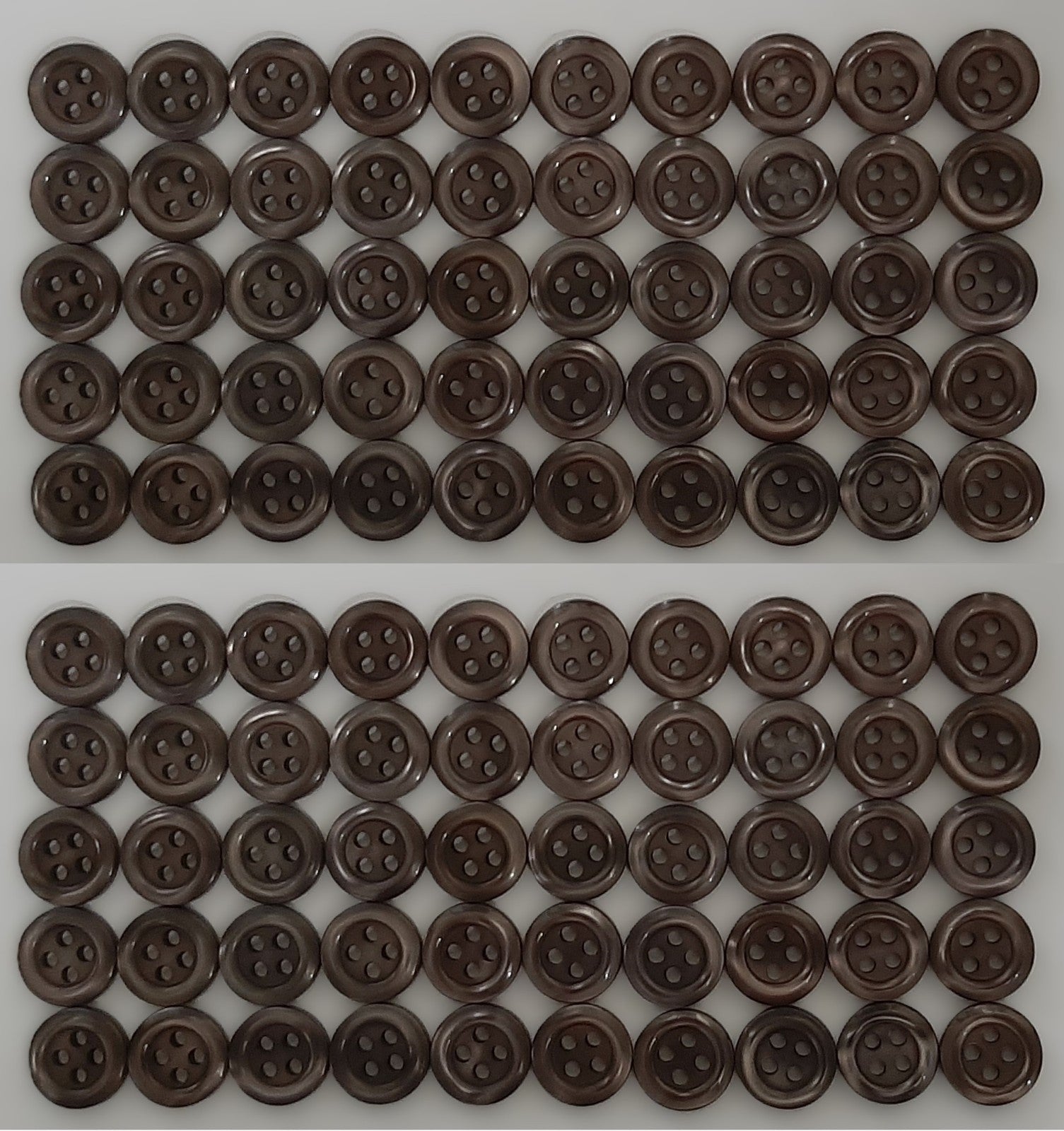 100 Vintage Buttons 4 Hole Shirt / Shank Anchors Pearlesque Brown 10.9mm NOS