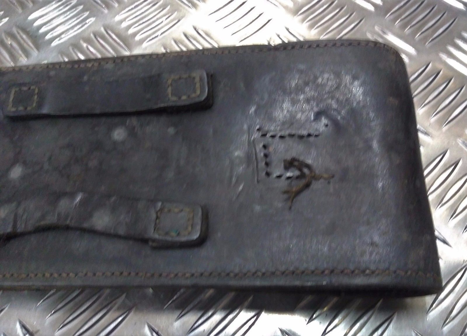 Genuine Vintage Army Leather Pouch with belt loops and metal loop - with Defect