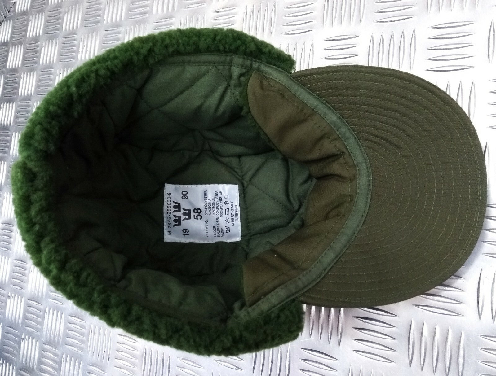 Genuine Swedish Army Olive Drab Green Cold Weather Dog / Trapper Hat 58cm DK1