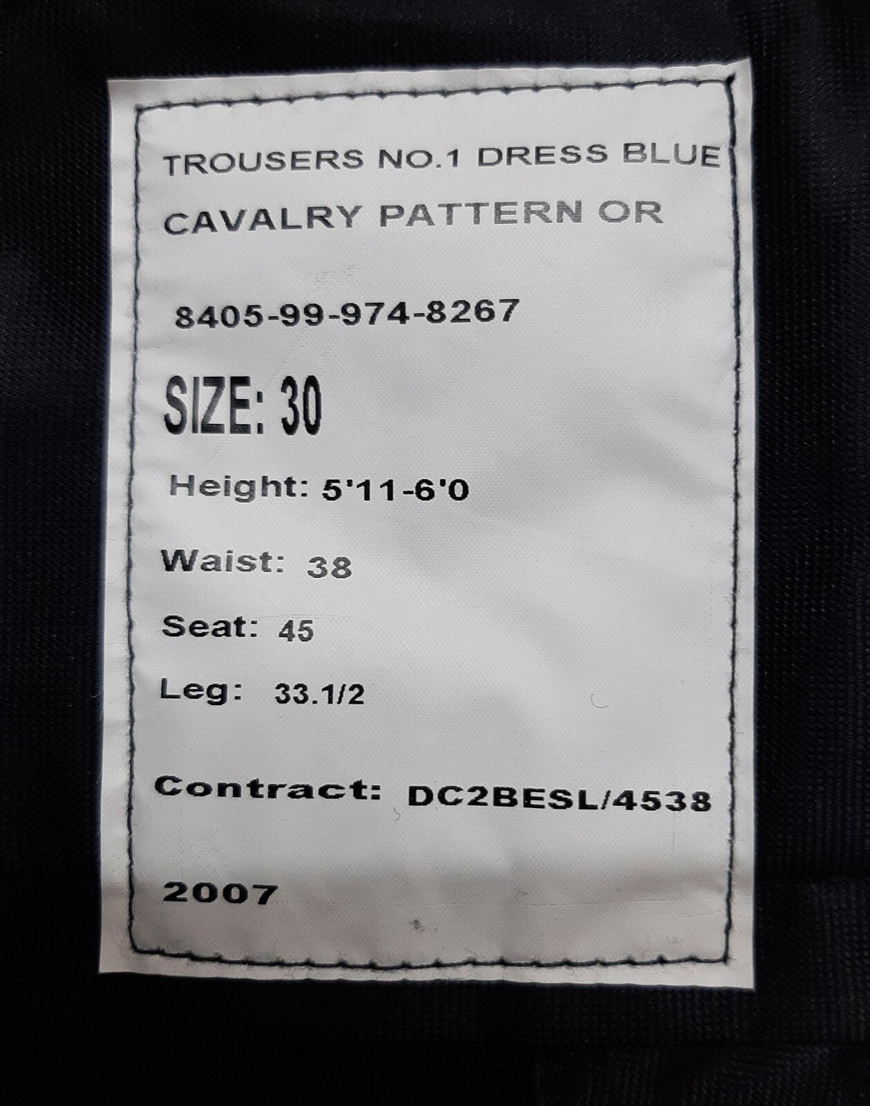 No1 Para Trousers British Army Blues Cavalry Pattern 1" Maroon Stripes 38"