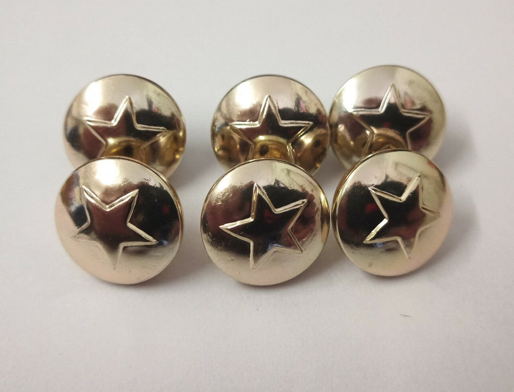 5 Point Star Insignia Buttons Made in the UK Loop Back Buttons 13mm V533 X6