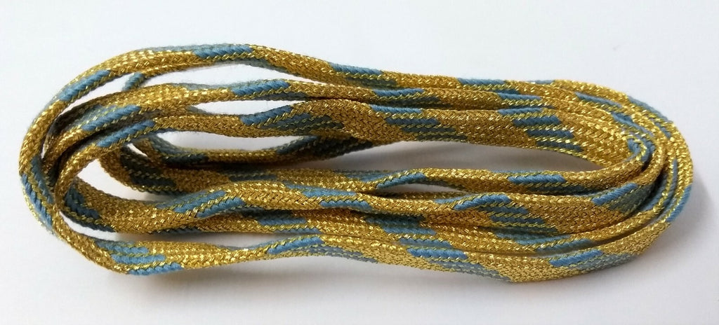 Genuine Issue Tubular Ceremonial Sky Blue on Gold 6mm Braid 6 Flecks 2M