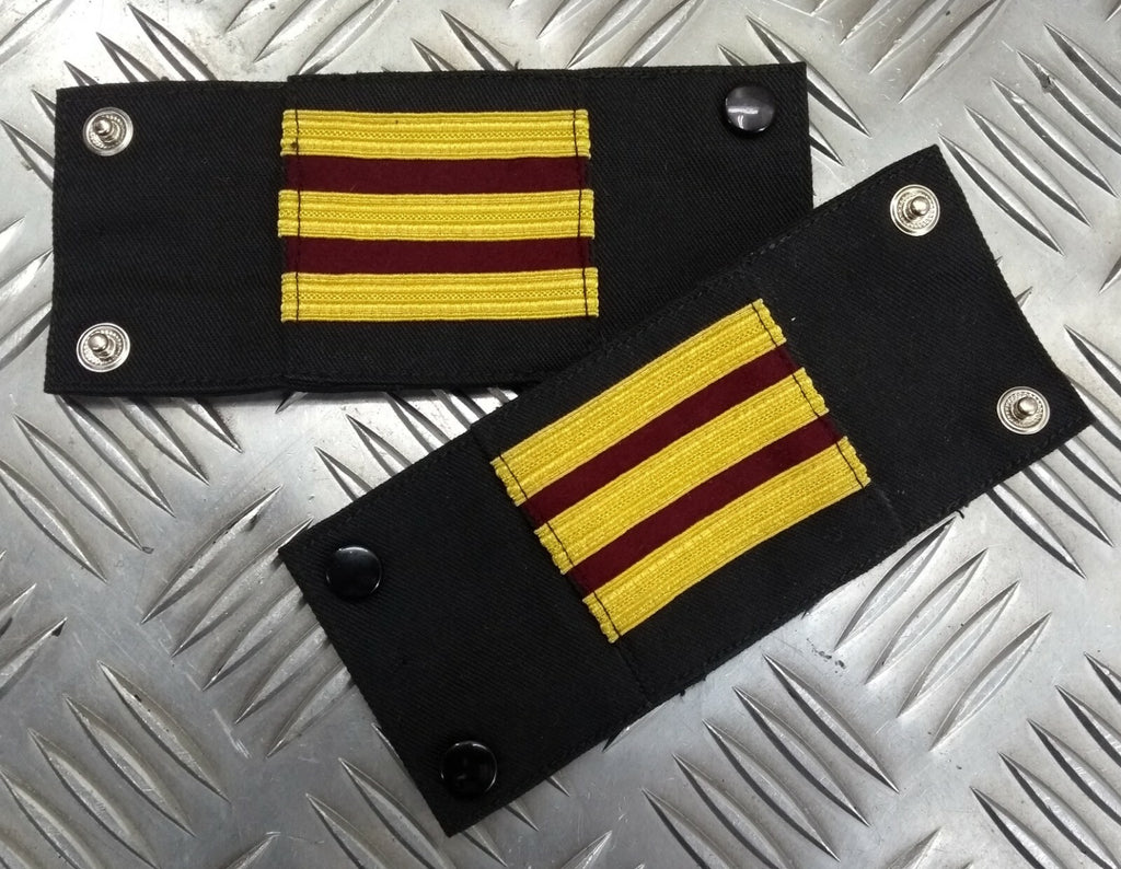 Genuine Vintage Navy Rank Shoulder Tabs Press Stud Gold Lace & Burgundy Flashes