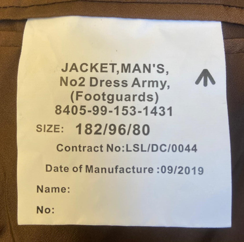 FAD No2 Dress Jacket with Belt - Footguards Issue - Size 176/92/76 - NEW
