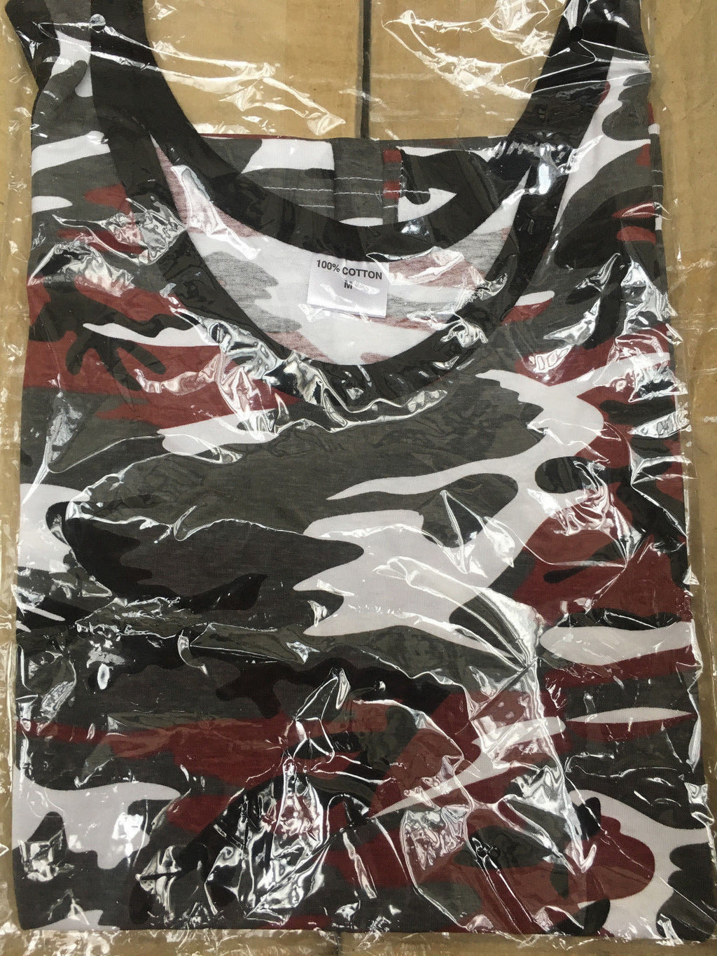 100% Cotton Red Camouflage Sleeveless Vest Singlet Tank Top All Sizes NEW