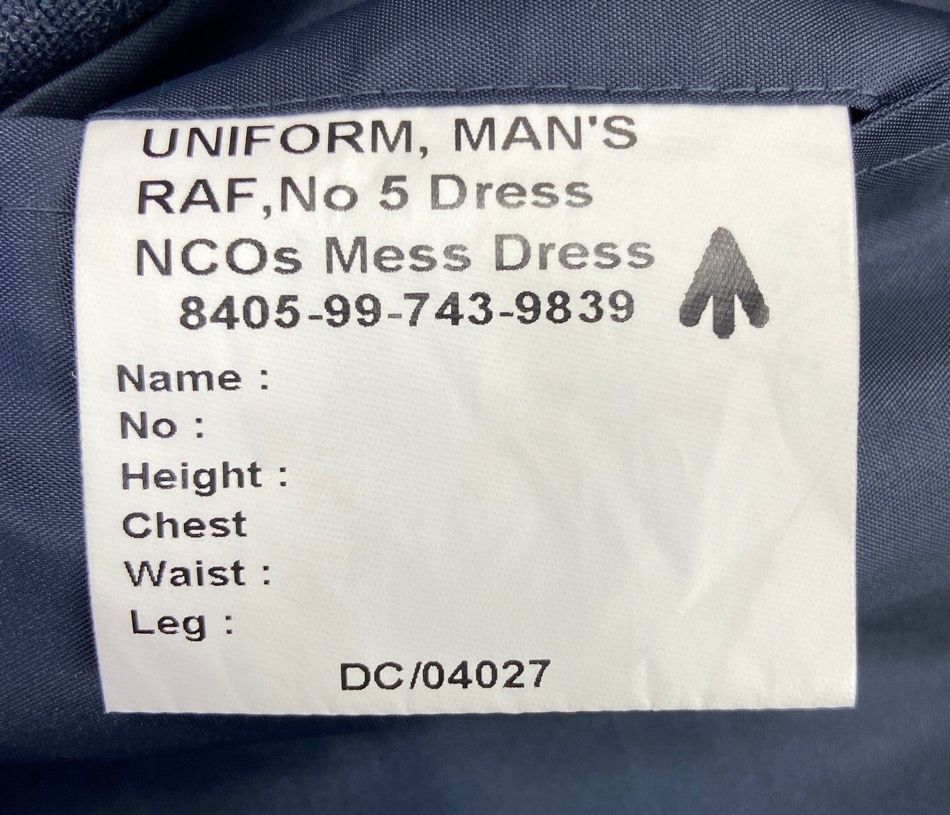 RAF No5 Mess Jacket Air Force Blue / Grey Royal Air Force Colour Size 109cm Long