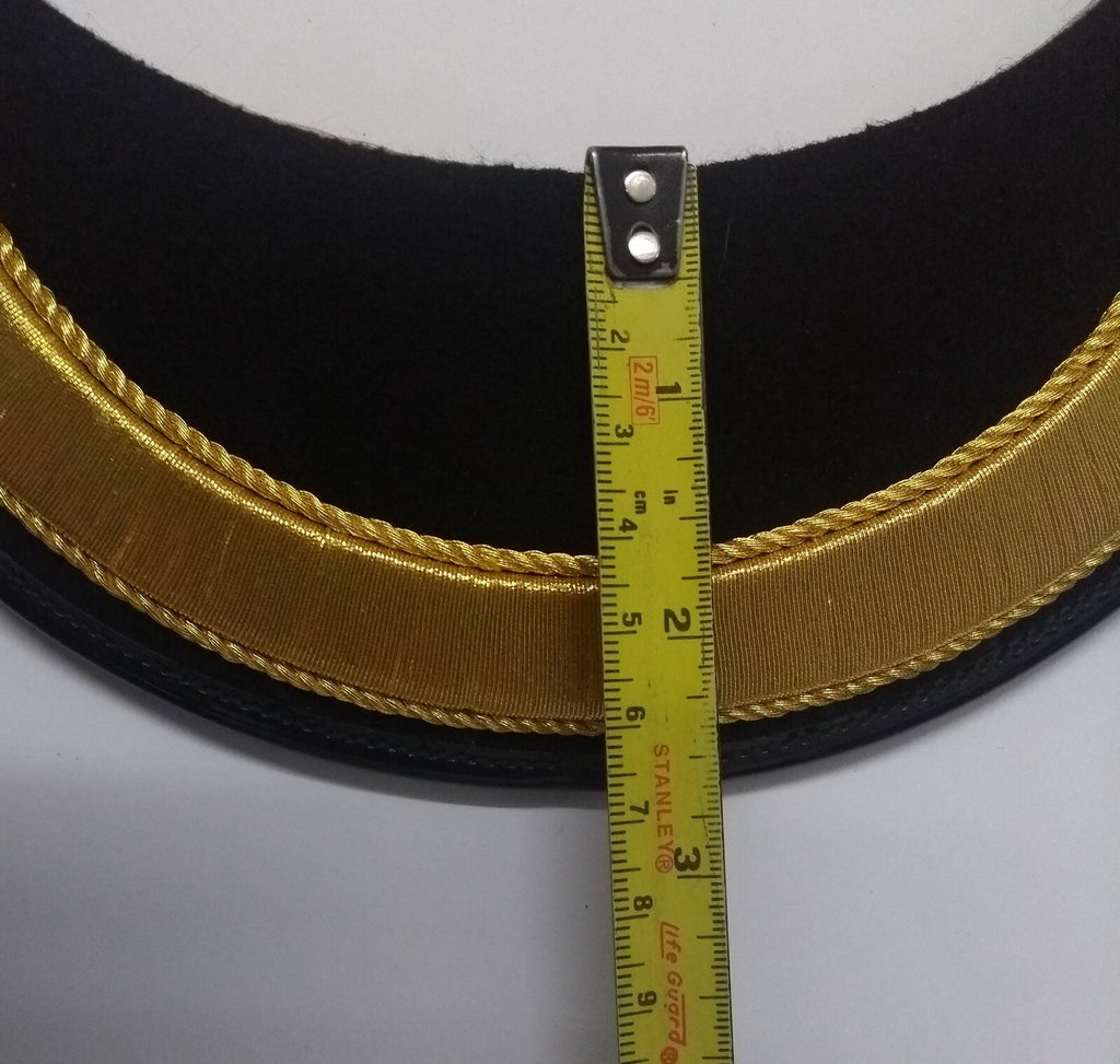 Genuine British Made Senior Officer 5/8" Gold Mylar Dress Cap Felt Peak