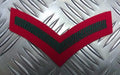 Genuine British Army Green on Scarlet Lance Corporal Stripes / Chevron / Patch