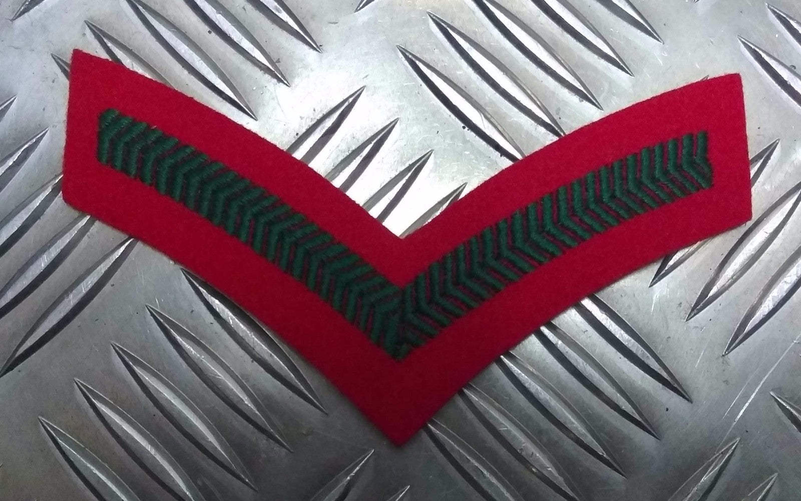 Genuine British Army Green on Scarlet Lance Corporal Stripes / Chevron / Patch