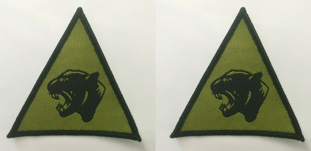 Genuine British Army 19th Light Brigade Black on Green Panther TRF Badges 1 pair