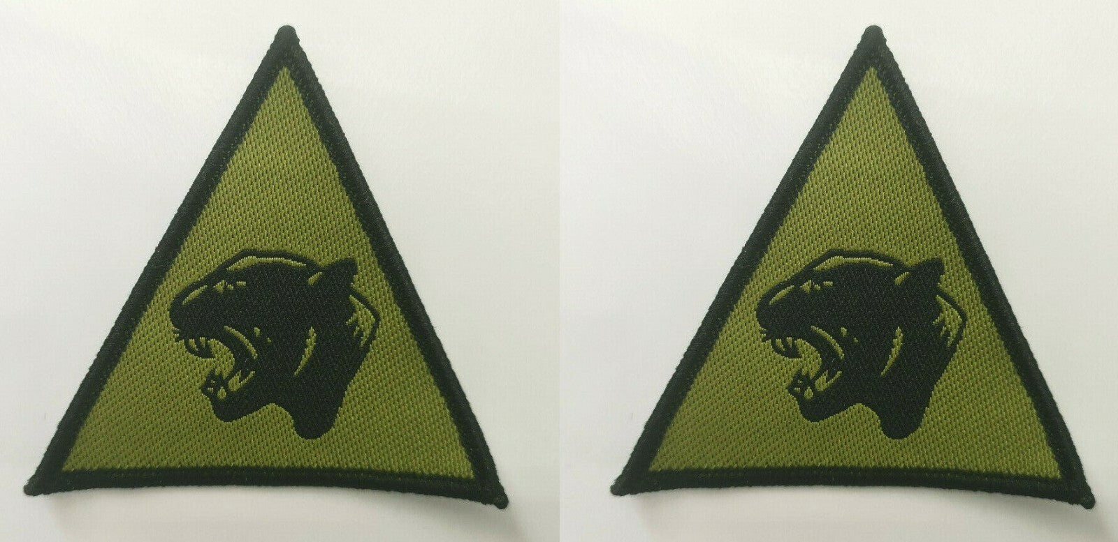 Genuine British Army 19th Light Brigade Black on Green Panther TRF Badges 1 pair