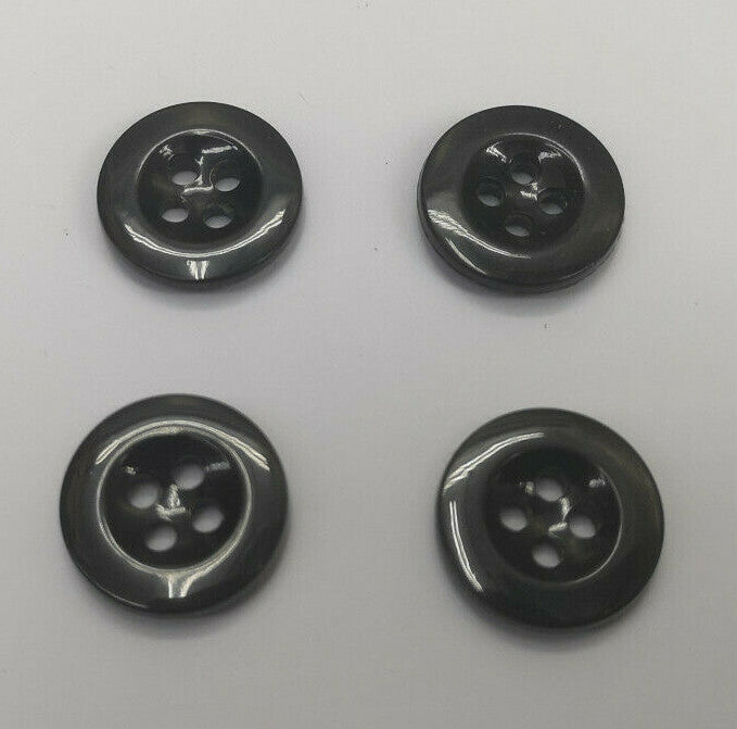 Genuine Vintage Issue 4 Hole Plastic Buttons Black x4 16.5mm 27L