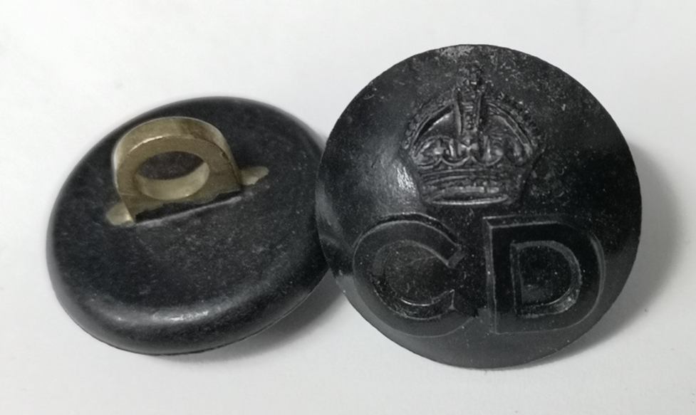 Vintage British CD Civil Defense Kings Crown Bakelite Buttons