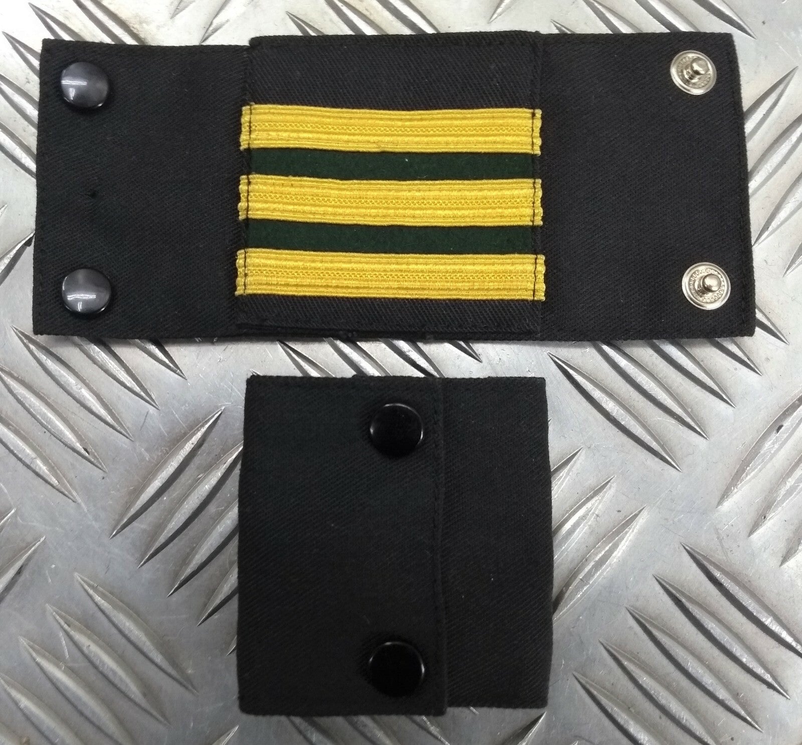 Genuine Vintage Navy Rank Shoulder Tabs Press Stud Gold Lace & Green Flashes