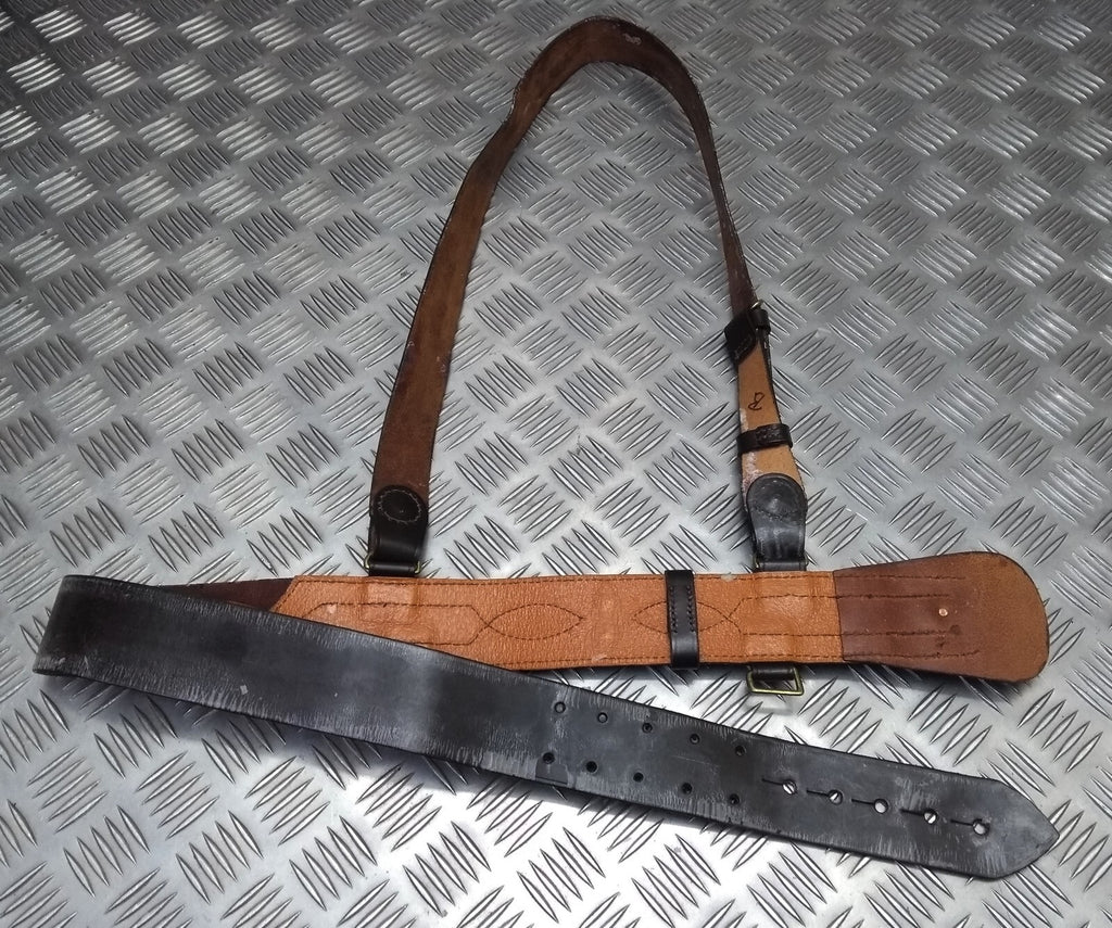 Sam Browne Brown Leather Belt & Shoulder Strap British Issue No Main Buckle