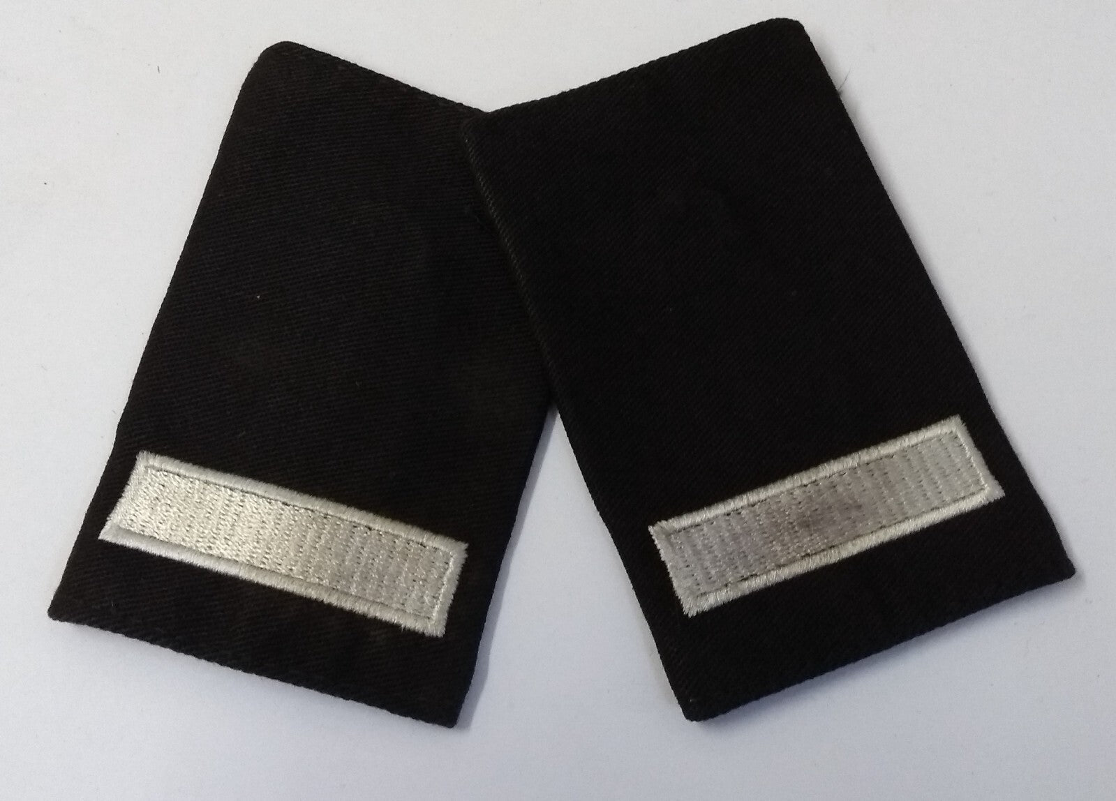 1 Bar Slides British Made Shoulder Rank Sliders Silver Bar on Black 1 Pair Used
