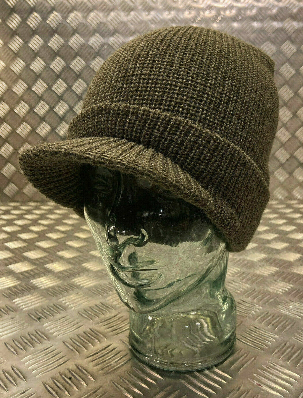 US Black or Olive Peak Radar Hat / Peaked Watch Cap 100% Wool NEW
