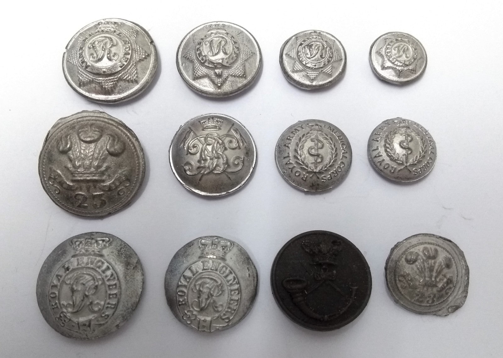 Genuine Issue Button Castings Casts Mouldings Assorted Insignia & Sizes