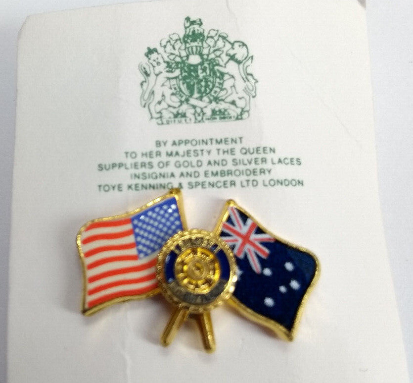 Rotary International Club USA & Australia Twin Flags Lapel Pin Badge - NEW