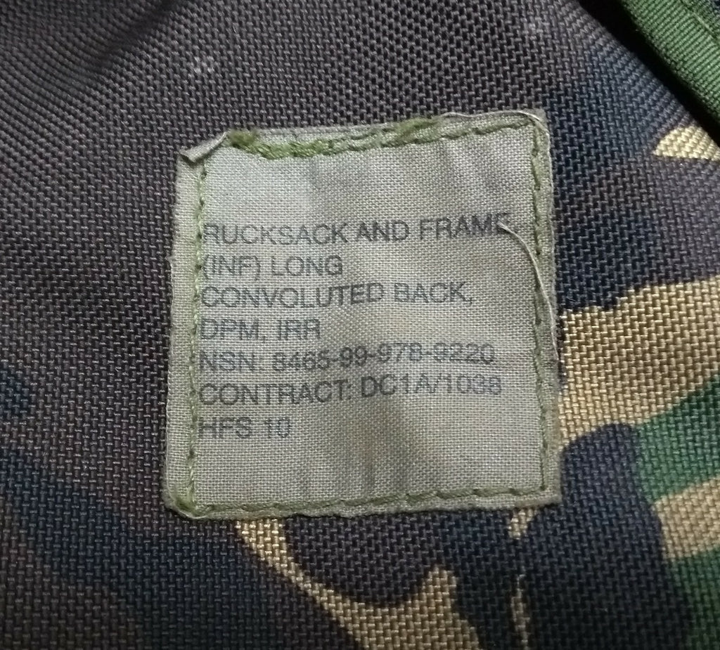 DPM Woodland Bergen Rucksack Old Pattern British Army Long Back IRR INF Frame