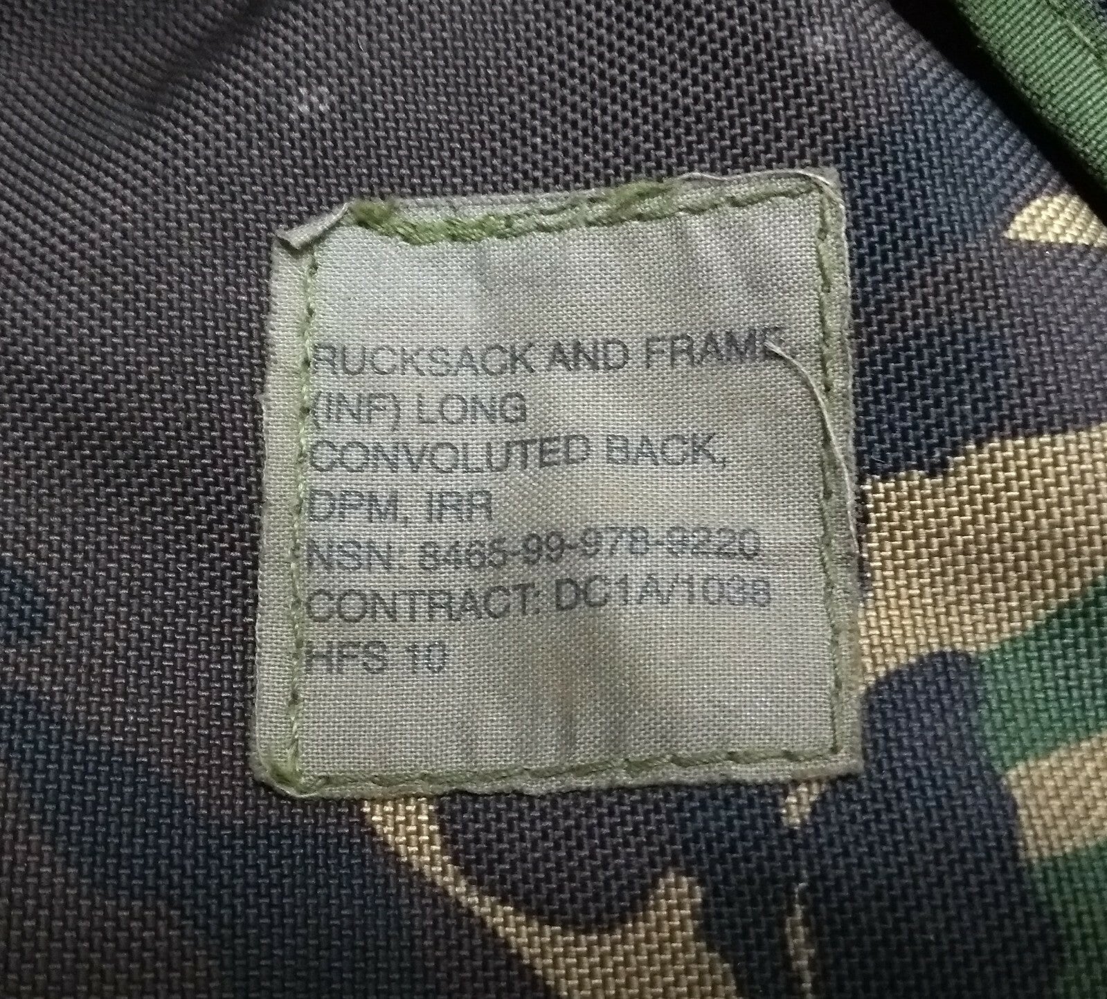 DPM Woodland Bergen Rucksack Old Pattern British Army Long Back IRR INF Frame