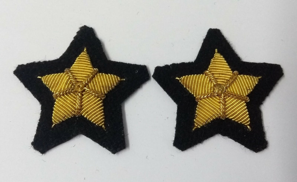 Genuine British ARMY 5 Point Star Wire Braid Padded Badge Black Felt 1 PR GIM15
