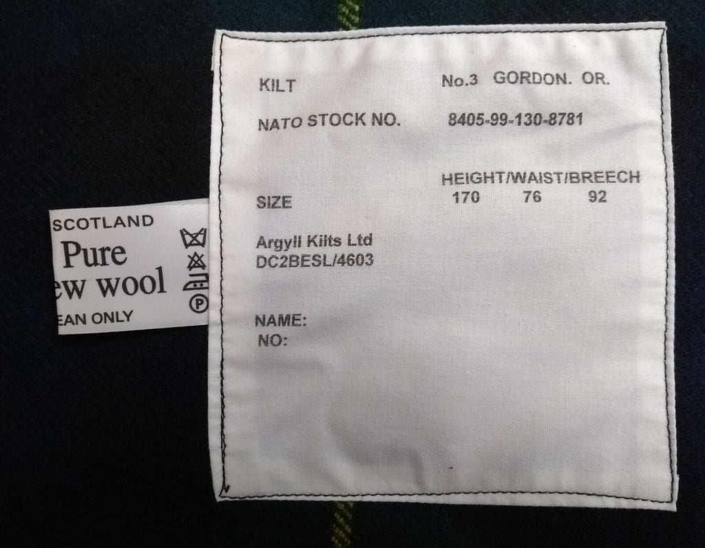No3 Gordons Kilt British Army Other Ranks Argyll Kilts Ltd Waist 76cm