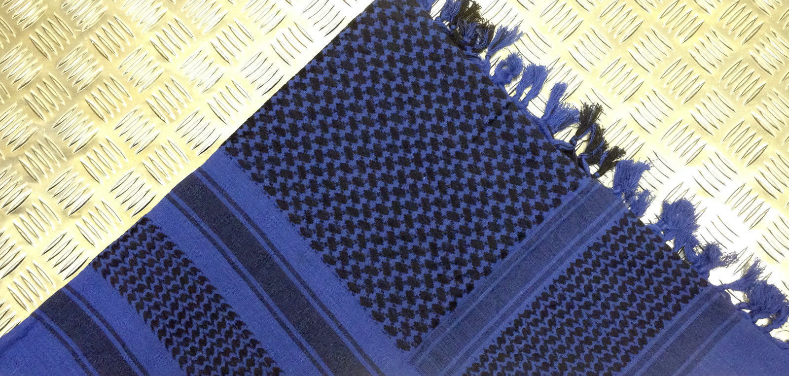 Shemagh / Arab Scarf / Pashmina / Wrap / Sarong 100% Cotton Black on Blue NEW