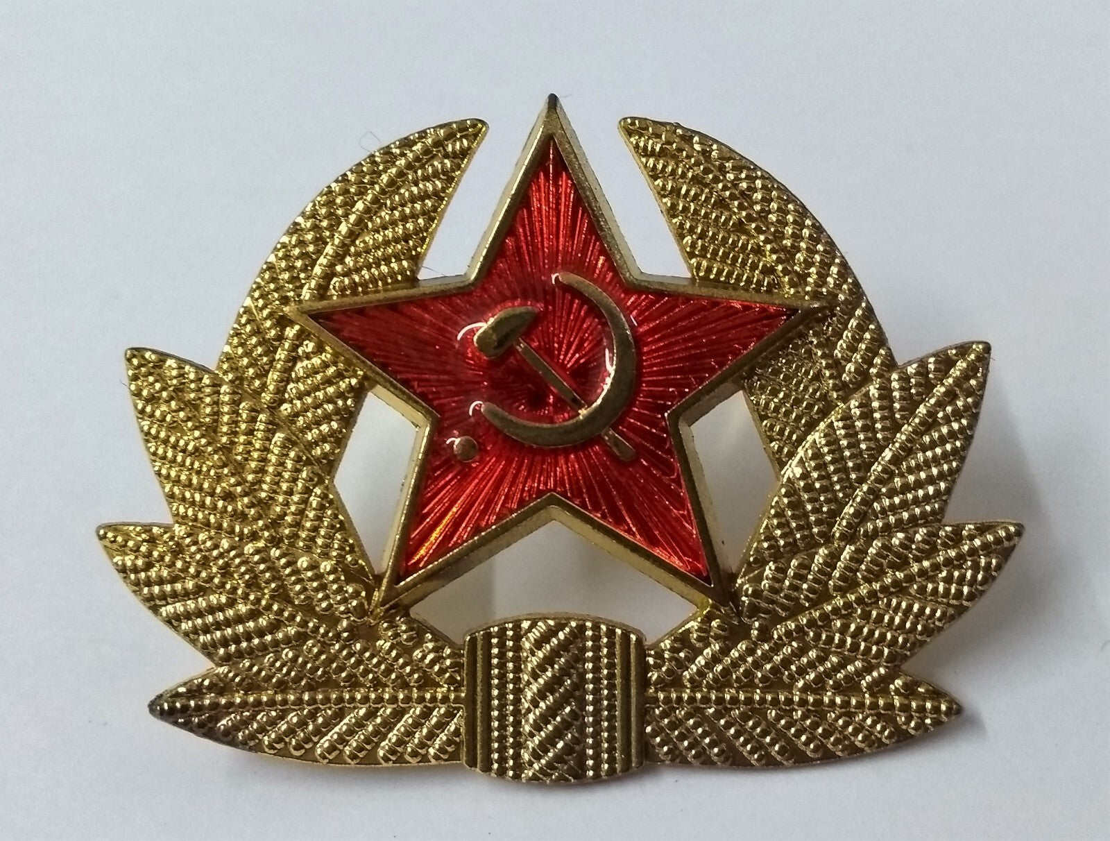 USSR Hat Badge Red Star Hammer & Sickle With Laurel Wreath Visor Cap & Ushanka