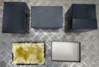 Dark Blue Gift / Storage Boxes with Cream Canvas Lining & Removable Lid x4