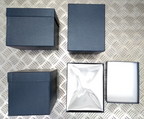Decorative Blue Gift / Storage Boxes with White Canvas Lining & Removable Lid x4