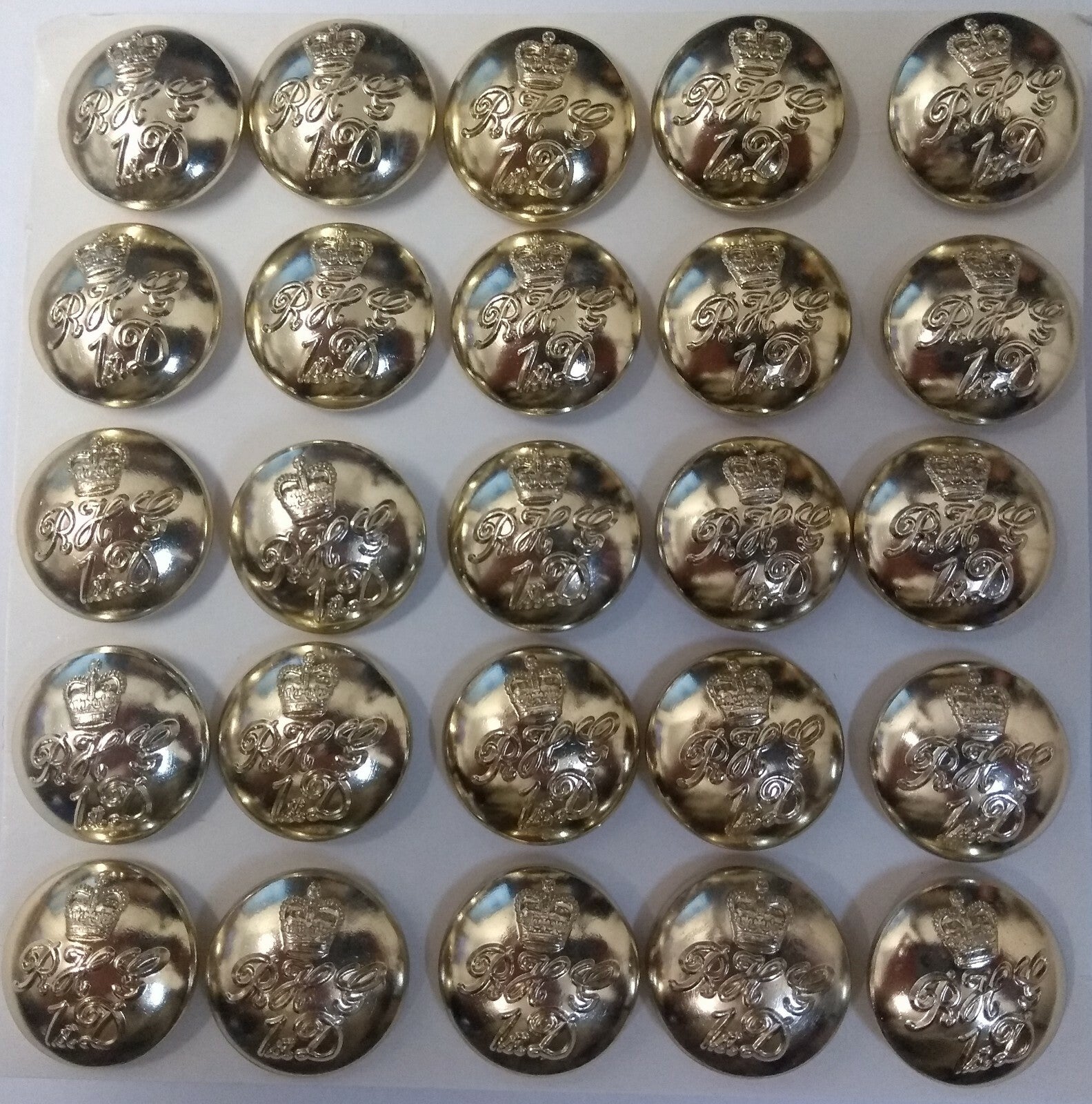 Genuine British Army Blues & Royals RHG 1st D Guards Dress Buttons 30L x25