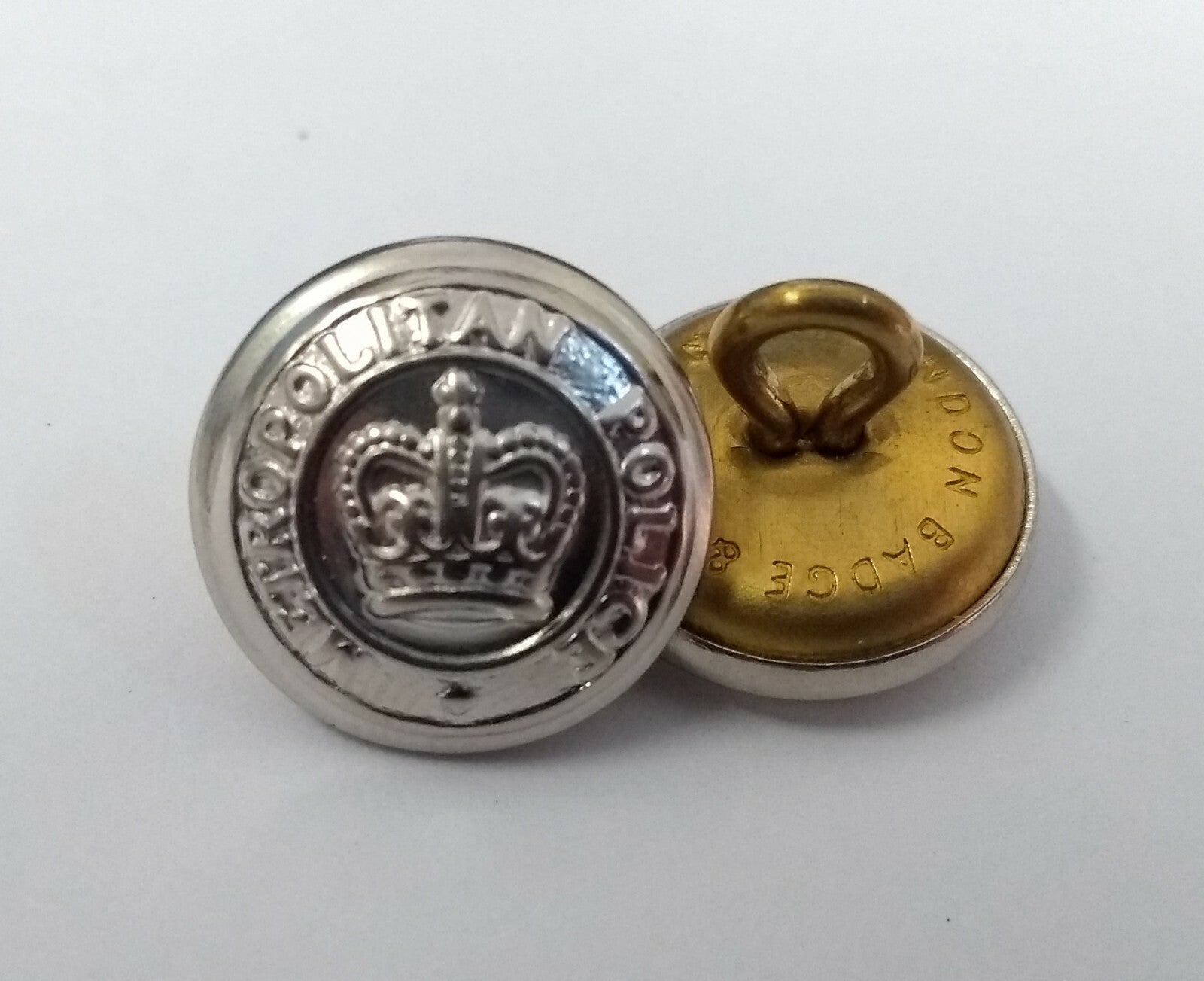 Genuine British Issue Obsolete London Met Silver Crown Buttons X 20 ASBT120