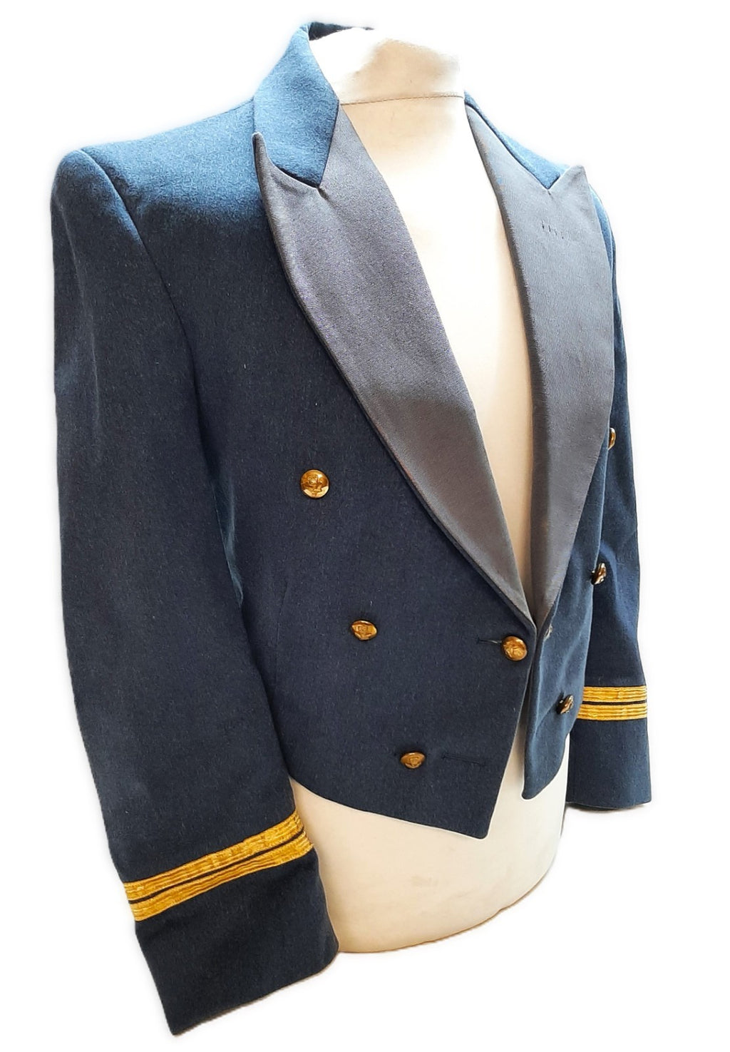 RAF Royal Air Force Vintage Mess Jacket With Braided Cuffs Airforce Blue Grey Colour Moss Bros