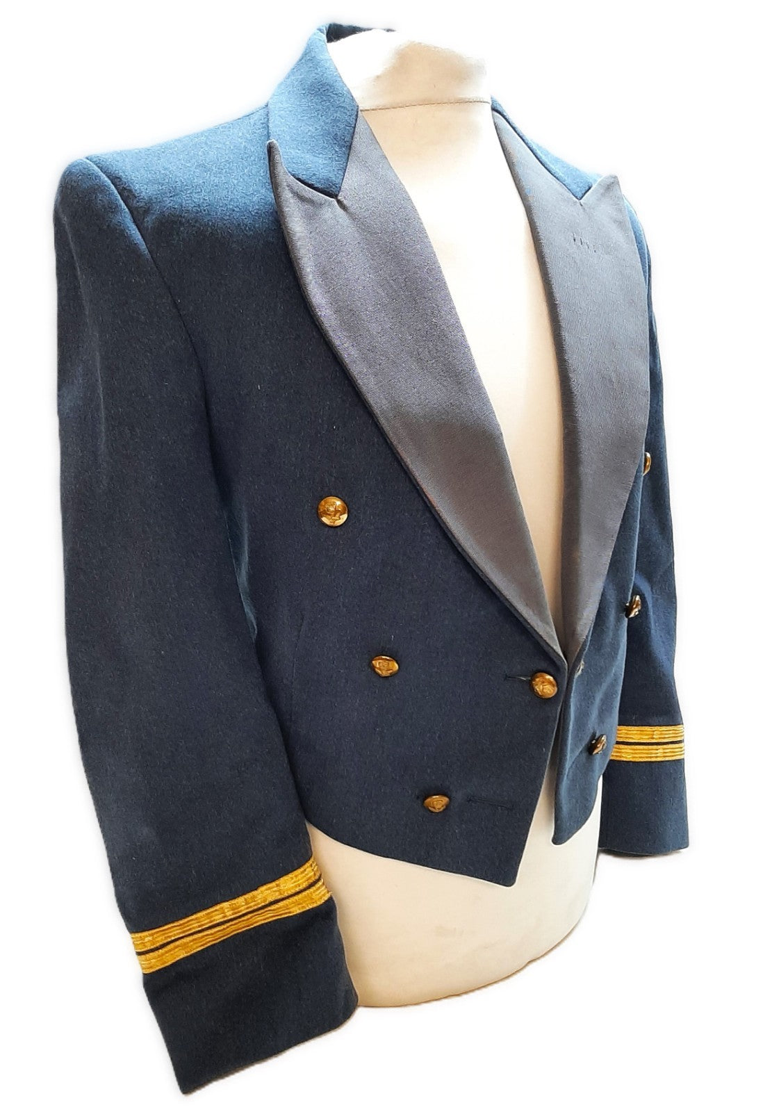 RAF Royal Air Force Vintage Mess Jacket With Braided Cuffs Airforce Blue Grey Colour Moss Bros