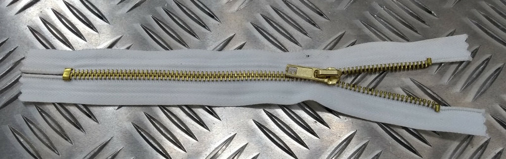 Genuine British White 20cm Closed End Metal Zip Zipper