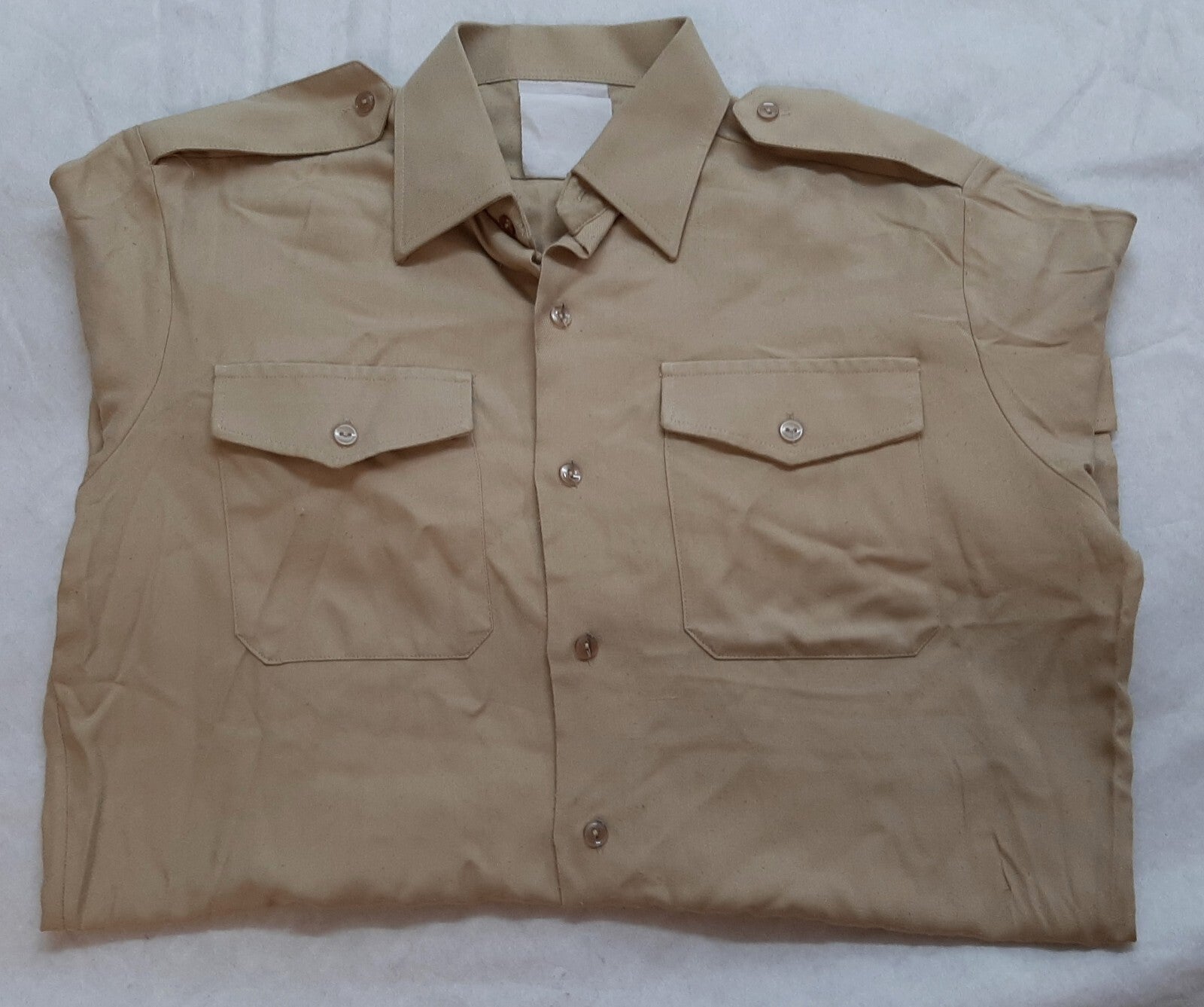 Vintage Dress Shirt Fawn / Khaki Beige With Long Sleeves 37cm