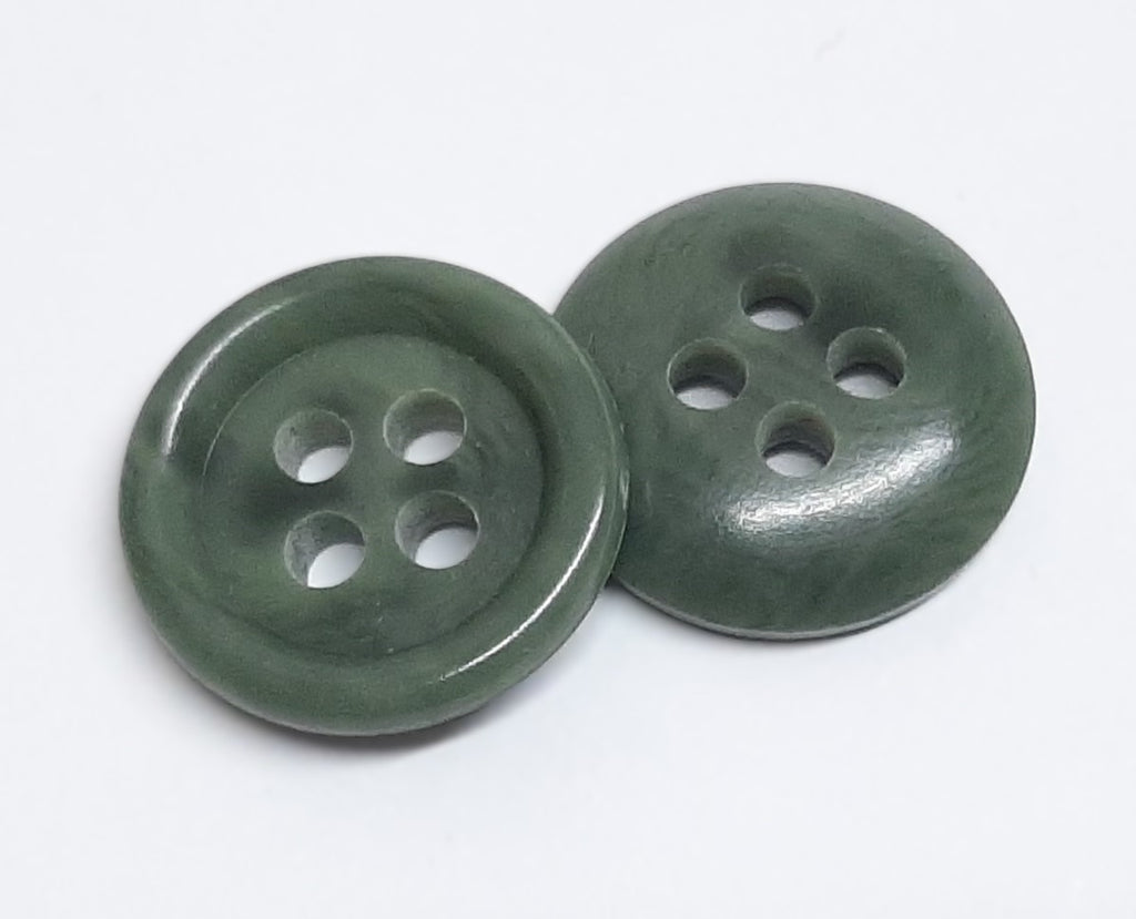 Vintage Army Buttons Old Pattern British Mottled Light Green 4 Hole Size 15.2mm