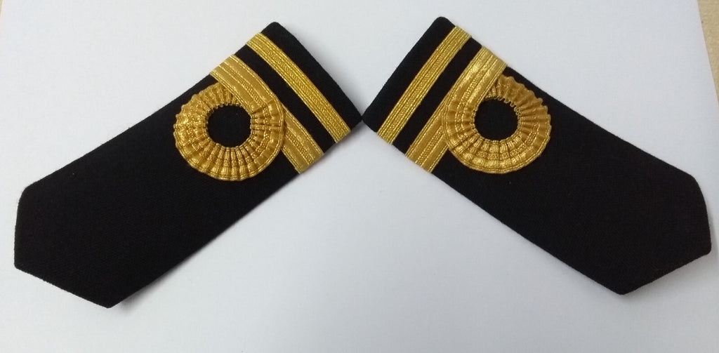 Naval Officers Lieutenant Uniform Shoulder Boards Epaulette Black & Gold Detail