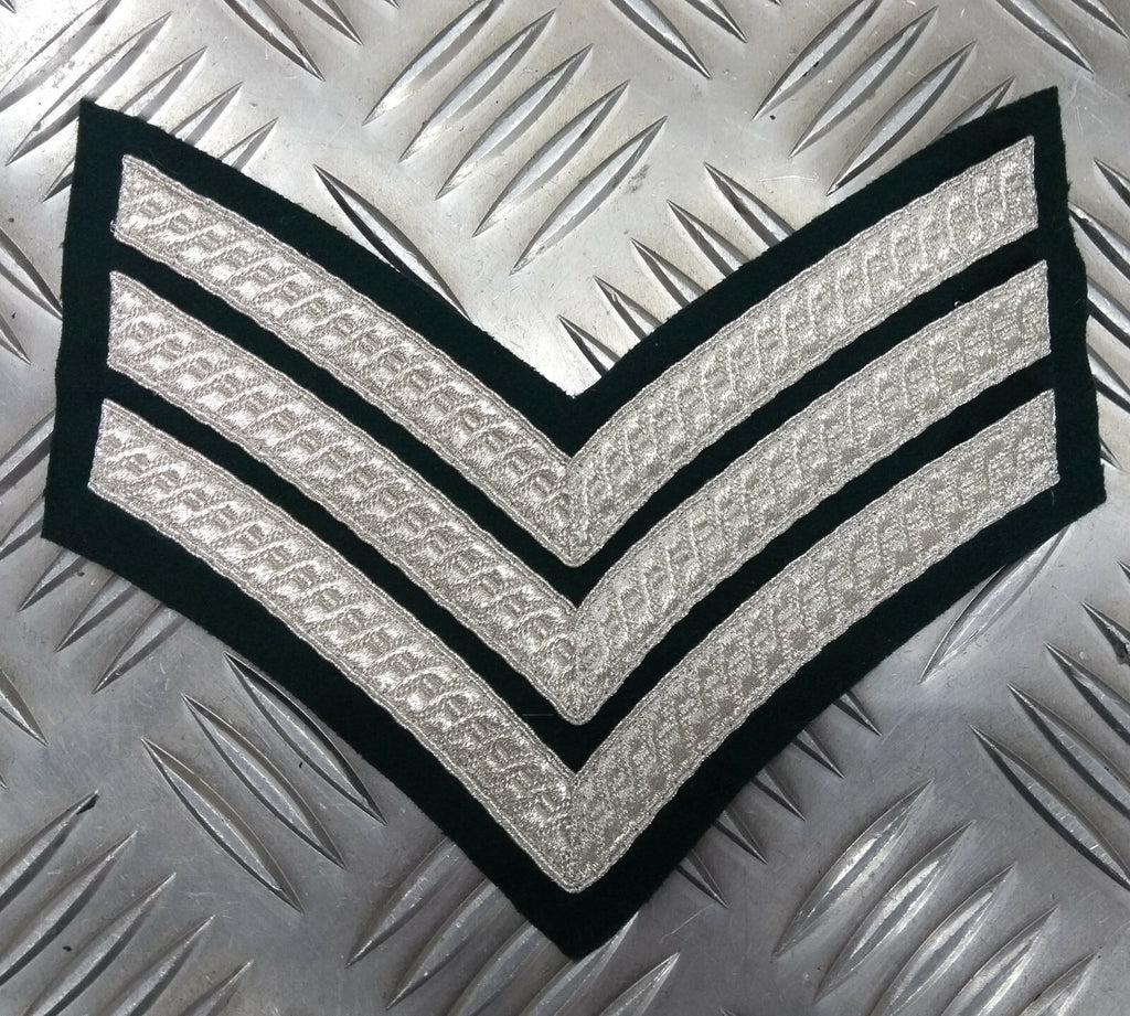 Genuine British Issue Mess Dress Rank Chevrons Silver Braid On Green