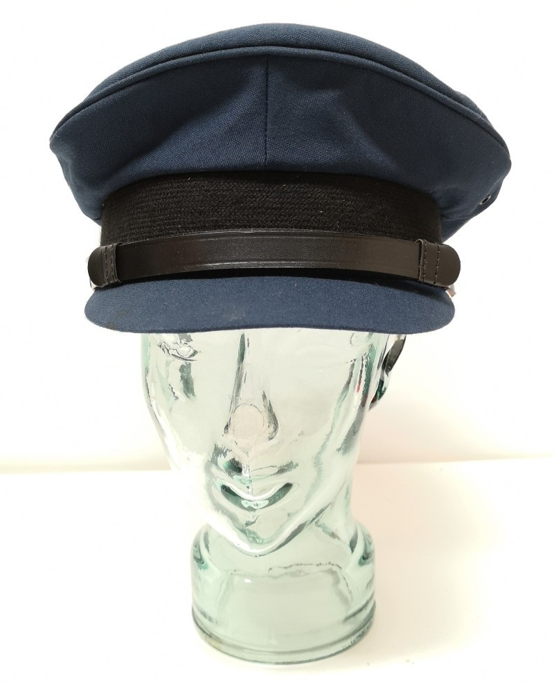 Plain Blue Cloth Peaked Hat with Chinstrap Size 55cm Hobson & Sons London